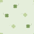 Seamless repeat pattern saint patrick`s day with four leaf clover shamrock in green background Royalty Free Stock Photo