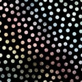 Seamless repeat vector glitter foil circles on black background. Rainbow polka dots pattern