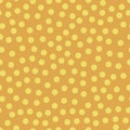 Seamless repeat vector Yellow dots on orange background. Randomly placed polka dots seasonal pattern. Great coordinate for autumn Royalty Free Stock Photo