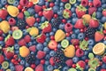 Seamless repeatable and texture pattern of fresh mixed berries fruits Royalty Free Stock Photo