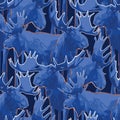 Seamless repeated pattern of vector standing moose