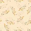 Seamless repeating autumn pattern of twigs and leaves