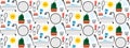 Seamless repeating bathroom pattern with shower and personal care items. Morning and evening routine. Vector