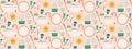 Seamless repeating bathroom pattern with shower and personal care items. Morning and evening routine. Vector