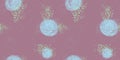 Seamless repeating gentle romantic pink dark faded background with blue flowers