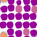 Seamless repeating pattern with abstract geometric shapes in violet, lilac, coral colors on a white background. Wall art, Royalty Free Stock Photo