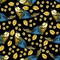 A seamless repeating pattern of birds .Vector Royalty Free Stock Photo
