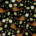 A seamless repeating pattern of birds .Vector Royalty Free Stock Photo