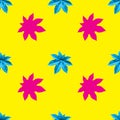 Seamless pattern from castor oil plant yellow with pink color Royalty Free Stock Photo