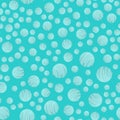 Seamless repeating pattern with Christmas white balls on a turquoise background. Stylish minimalistic new year wallpaper Royalty Free Stock Photo