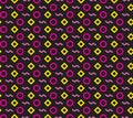 Seamless repeating pattern of circles, rhombuses and zigzags Royalty Free Stock Photo