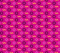 Seamless repeating pattern of circles, rhombuses and zigzags Royalty Free Stock Photo