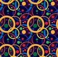 Seamless repeating pattern of colored circles and dots Royalty Free Stock Photo