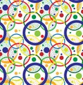 Seamless repeating pattern of colored circles and dots Royalty Free Stock Photo