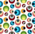 Seamless repeating pattern of colored circles similar to eyes Royalty Free Stock Photo