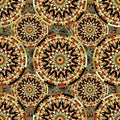 Seamless repeating pattern of colored mandalas Royalty Free Stock Photo