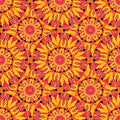 Seamless repeating pattern of colored mandalas Royalty Free Stock Photo