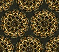Seamless repeating pattern of colored mandalas Royalty Free Stock Photo