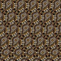 Seamless repeating pattern of colored mandalasnd Royalty Free Stock Photo
