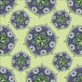 Seamless repeating pattern consisting of colored mandal Royalty Free Stock Photo