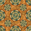 Seamless repeating pattern consisting of colored mandal