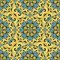 Seamless repeating pattern consisting of colored mandal