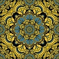 Seamless repeating pattern consisting of colored mandal.Vector Royalty Free Stock Photo