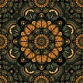 Seamless repeating pattern consisting of colored mandal.Vector Royalty Free Stock Photo