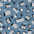 Seamless repeating pattern consisting of computer equipment. Royalty Free Stock Photo