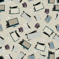 Seamless repeating pattern consisting of computer equipment.Vector Royalty Free Stock Photo