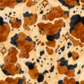 Seamless repeating pattern featuring a detailed, richly colored calico cow hide texture interspersed with small decorative Royalty Free Stock Photo