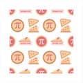 National Pi Day Seamless Pattern with Pie Slices and Pi Symbol Cute Educational Math Background Royalty Free Stock Photo