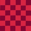 Red and burgundy hand drawn vector checkerboard repeating pattern