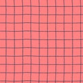 Seamless repeating pattern with hand drawn gridline on pink background Royalty Free Stock Photo