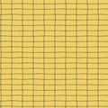 Seamless repeating pattern with hand drawn gridline on yellow background