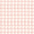 Seamless repeating pattern with hand drawn red curved uneven gridline on light-colored background Royalty Free Stock Photo