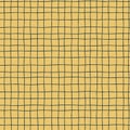 Seamless repeating pattern with hand drawn gridline on yellow background