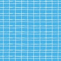 Seamless repeating pattern with hand drawn rustic white gridline on sky blue colored background