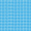 Seamless repeating pattern with hand drawn rustic white gridline on sky blue colored background Royalty Free Stock Photo