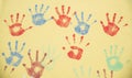 Seamless repeating pattern of handprints. Royalty Free Stock Photo