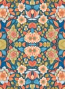 Seamless repeating Pattern mirror of roses and leaves on Garden. Pattern mirrored repeat for background. Generative AI