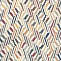 Seamless repeating pattern. Multicolored striped zigzag lines on a white background. Abstract geometric design. Retro style. Royalty Free Stock Photo