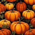 Illustrated Pumpkin Black Background Tile