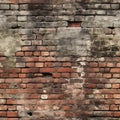 Seamless repeating pattern of vintage and weathered red brick wall texture with rustic charm Royalty Free Stock Photo