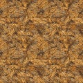 Seamless repeating texture background featuring a dense woven pattern of natural brown and golden fibers creating a rugged and Royalty Free Stock Photo