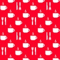 Seamless restaurant pattern red background