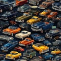 Seamless Retro Cars Pattern for Childrens Room, Kids Bedroom Decor Royalty Free Stock Photo