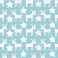 Seamless retro Christmas pattern - Xmas reindeer and night stars. Royalty Free Stock Photo