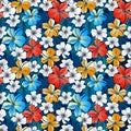 Seamless retro colourfull flower pattern in vector abstract design