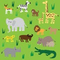 Seamless retro fifties african zoo animals pattern